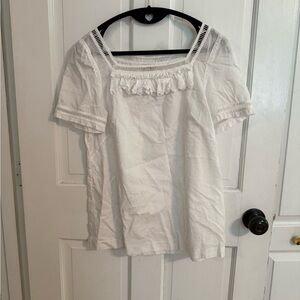 J.Crew White Blouse Size 6 Feminine Lightweight Work Office Classic Top